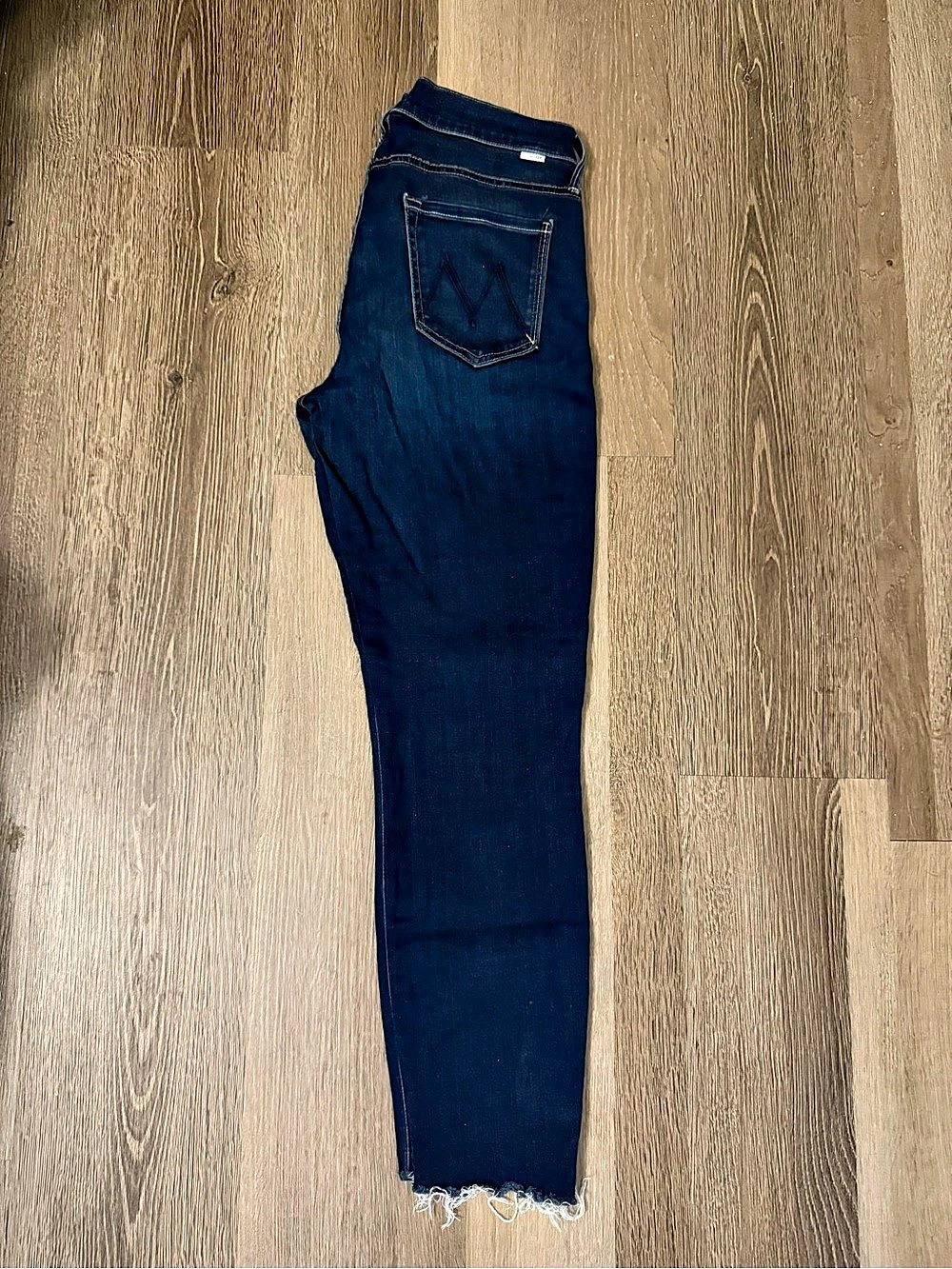 Mother The Insider Crop Step Fray Skinny Jeans Blue Waist 29